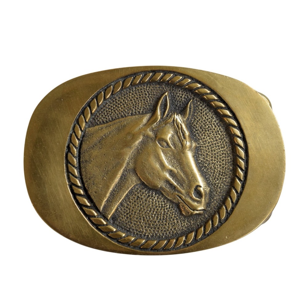 Vintage 1978 BTS Solid Brass Horse Head Belt Buckle Western Cowboy Cowgirl - USA
